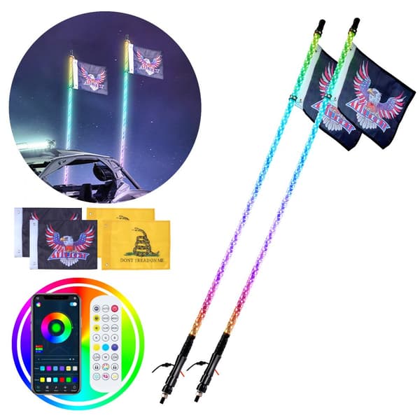 LED-piiskavalo 2kpl 3FT RGB spiraaliantennivalo kaukosäätimellä ATV UTV RZR:lle!