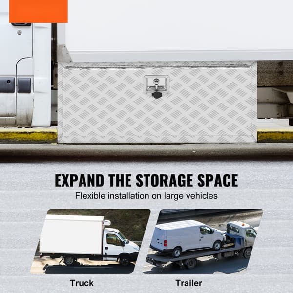 Undervognskasse 36"×14"×16", kraftig aluminiums opbevaringsboks med lås. Vandtæt trailerboks til lastbil og varevogn.