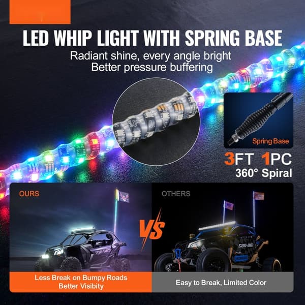 LED Piiskavalojousijalusta 1kpl 3FT RGB spiraaliantennivalolle kaukosäädin sovellus.