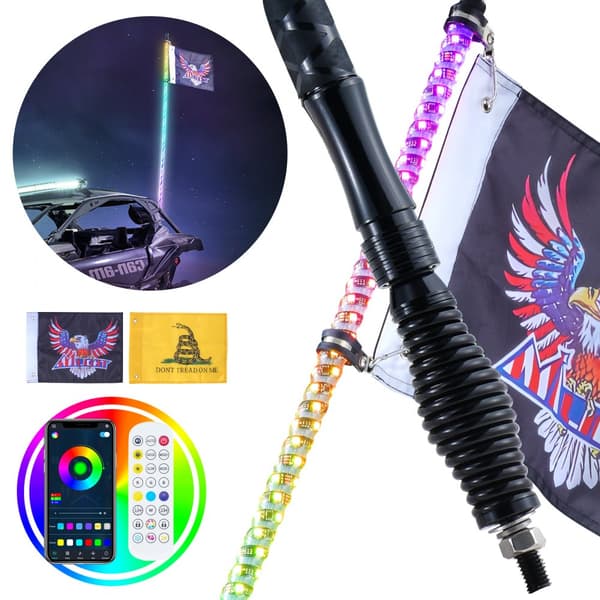 LED Piiskavalojousijalusta 1kpl 3FT RGB spiraaliantennivalolle kaukosäädin sovellus.