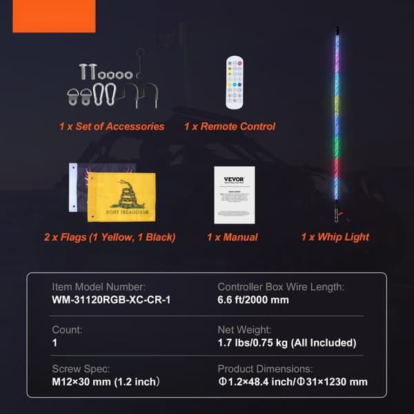 LED Piskelys 1 stk 4FT RGB Spiral Antenne Lys med Fjernbetjening App til ATV UTV RZR