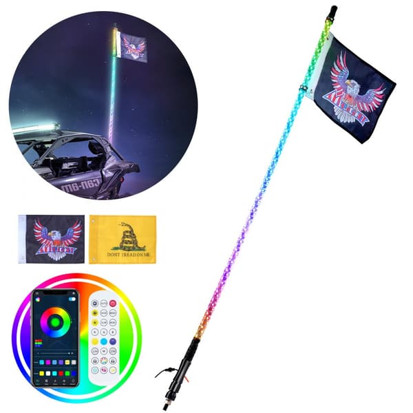 LED-Peitsivalo 1 kpl 4FT RGB Spiraaliantenni Valo Etäohjattava App ATV UTV RZR