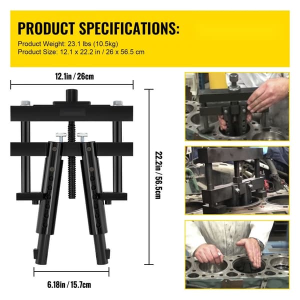 Universal cylinderforing aftrækkerenhed til Caterpillar, CAT, Mack og Cummins. Kompatibel med dieselmotorer fra 3-7/8" til 6-1/4".