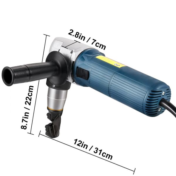 625 W sähköinen metallin nibbler, 1000 rpm, vaihdettavat terät, ruostumaton teräs, alumiini, muovi, säilytyskotelo.