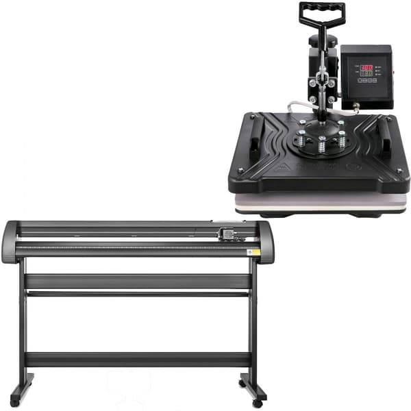 38 x 30 cm varmepresse 5 i 1 overførselspresse, vinylskærer på 1350 mm, desktop-maskine til præcisionsskæring.
