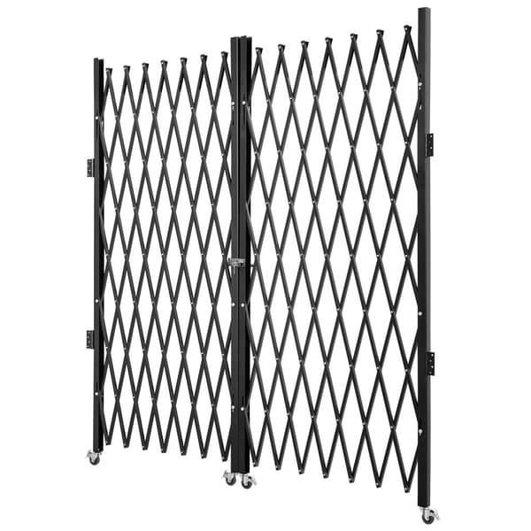 Dobbelt foldesikringsport, 6½' H x 12' B, stålharmonika-lås, fleksibel sikkerhedsport, 360° rullebarrikade, sakseport eller låge med nøgler.