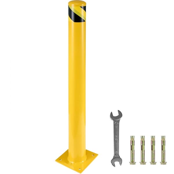 Sikkerhedspullerter 42"x4,5" - Stålbarrierer til trafikfølsomme områder, pulverlakeret med 4 ankerbolte for stabilitet.