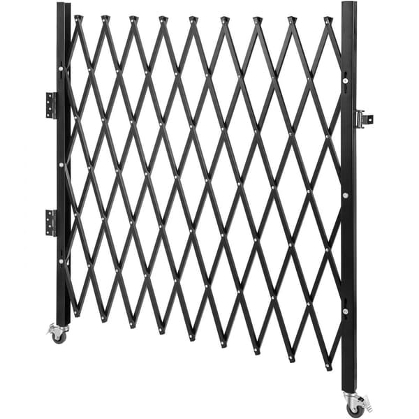 Taittuva turvaportti, 6.5' H x 7.5' W, teräksinen, joustava, 360° rullaava, Padlocilla varustettu.