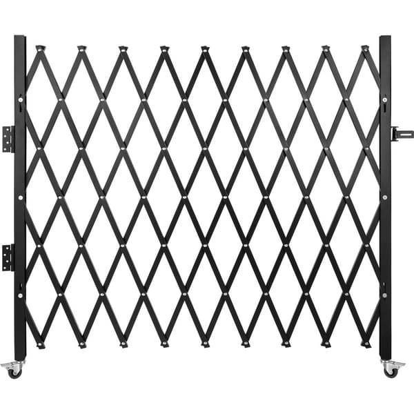Taittuva turvaportti, 6.5' H x 7.5' W, teräksinen, joustava, 360° rullaava, Padlocilla varustettu.