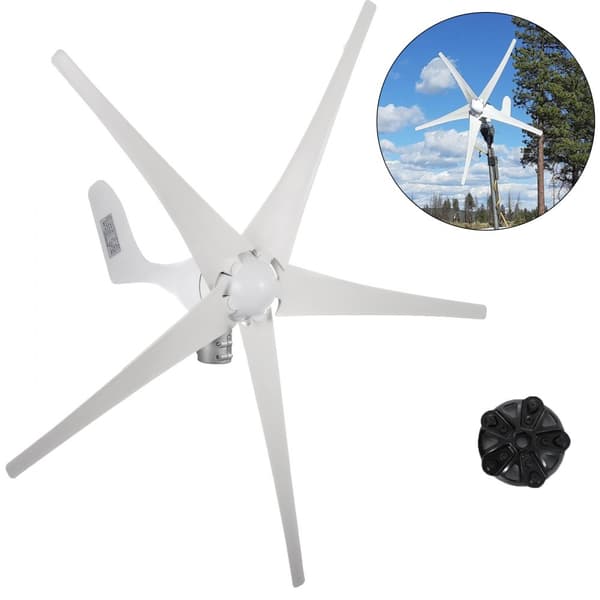 Vindmøllegenerator 500 W med 12 V MPPT-controller. 5-bladet system til effektiv energitilskud ved 13 m/s vindhastighed.