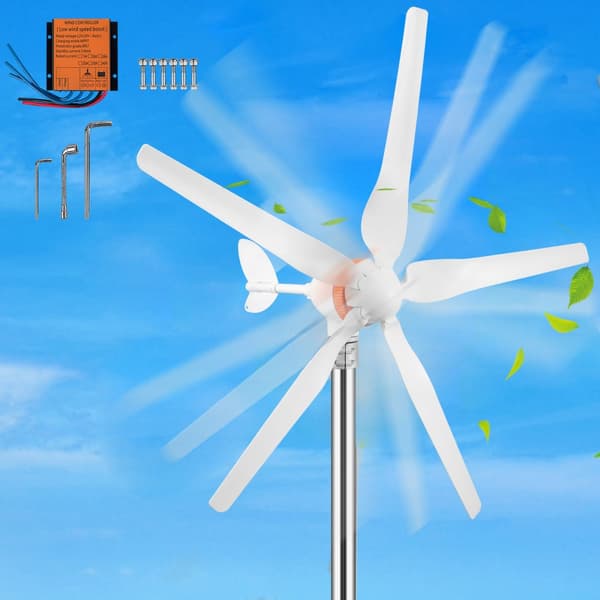 Vindmøllegenerator 500W, 12/24V (Auto) elektrisk MPPT-controller, 13m/s vindkraftanlæg med 5 blade til strømtilskud.