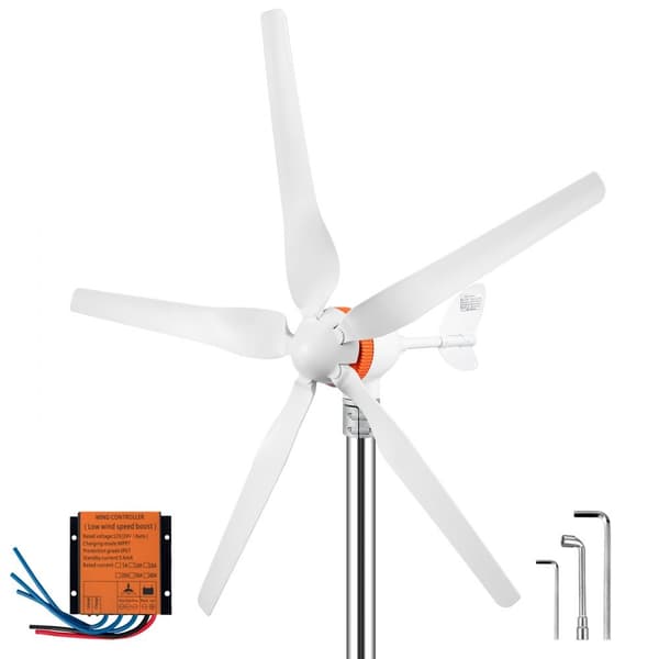 Vindmøllegenerator 500W, 12/24V (Auto) elektrisk MPPT-controller, 13m/s vindkraftanlæg med 5 blade til strømtilskud.