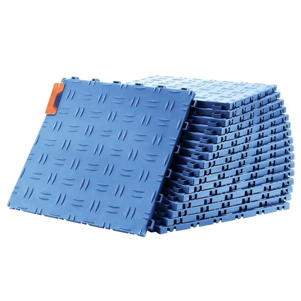 Garageplattor 12x12x0,53 tum, 25-pack, halkfria dubbelsidiga texturer för garagegolv, källare och verkstäder, blå.