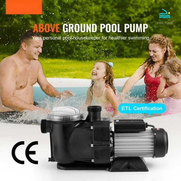 Overjordisk swimmingpoolpumpe 1,5 HK, enkelthastighed, 100 GPM, 2850 RPM, UL-godkendt. Effektiv og pålidelig til din pool!