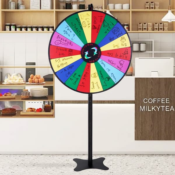 36-tommer spin-præmiehjul med 18 slots, roulettehjul til fest og messer. Perfekt til underholdning i bar eller på gulvet!