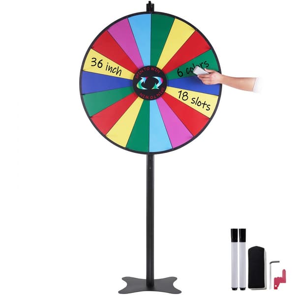 36-tommer spin-præmiehjul med 18 slots, roulettehjul til fest og messer. Perfekt til underholdning i bar eller på gulvet!
