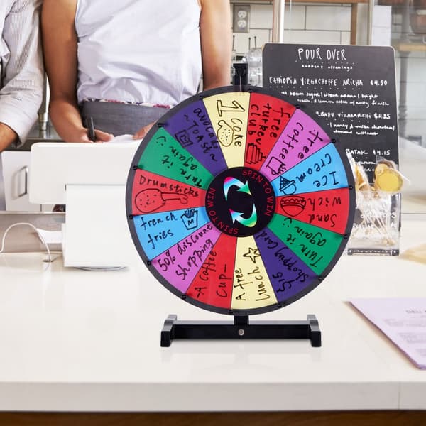 18 tommer præmiehjul til fest, 14-slots bordspil, robust roulette med tør rensning og 2 markører. Vinder i Fortune Spin!