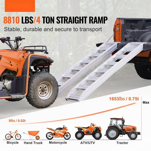 Aluminiumramper, 4000 kg, robusta med krokfäste, universell lastramp för motorcykel, ATV/UTV, lastbilar, 72"L x 15"W, 2 st.