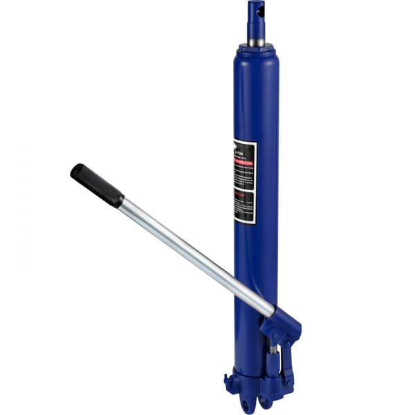 Hydraulisk Long Ram Jack, 8 tons kapacitet, manuel kirsebærplukker med håndtag, til garagekraner og motorløft, blå.