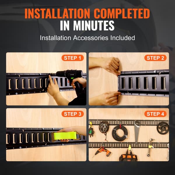 E Track Tie Down Rail Kit, 5' stålskinner, 4-pak til sikker last og tunge laster op til 2000 lbs. Heavy Duty Etrack-skinner med skruer til garager