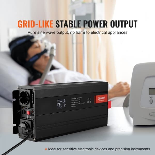 Ren sinusvåg växelriktare 3000W DC12V till AC230V med LCD-fjärrkontroll CE
