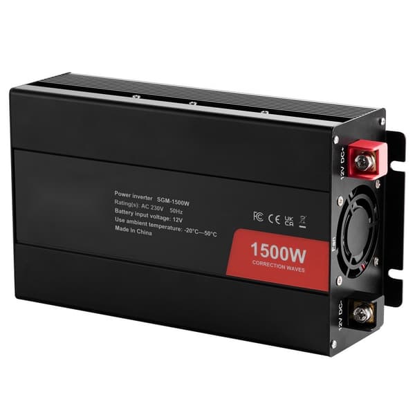 Modificeret Sinuskurve Inverter 1500W DC12V til AC230V – CE og FCC Certificeret, høj kvalitet, effektiv energikonvertering.