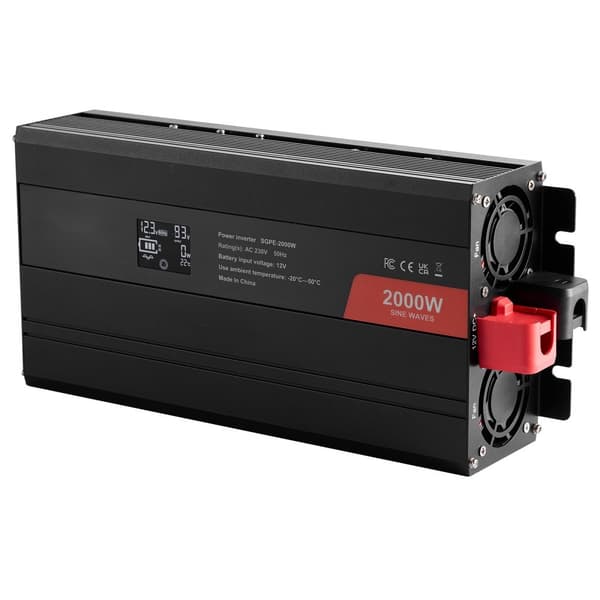 Ren sinuskurve strøm inverter 2000W DC12V til AC230V med LCD fjernbetjening CE-godkendt.