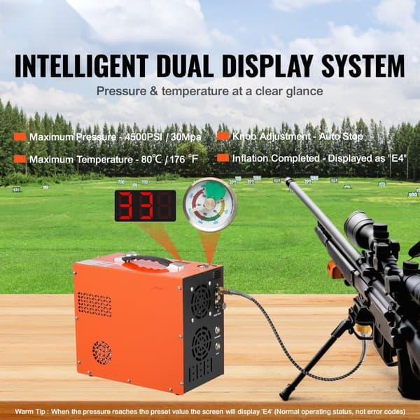 Kannettava PCP-ilmakompressori 4500PSI/30Mpa, vesi- ja tuuletinjäähdytys, automaattinen pysäytys | DC12V/AC230V.
