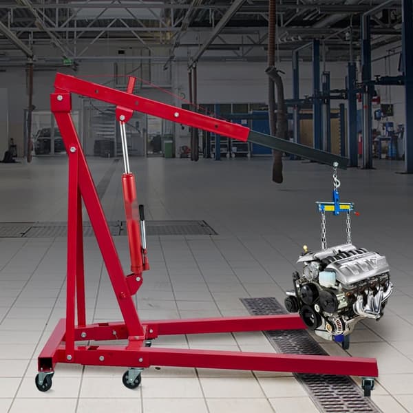 Hydraulisk Long Ram Jack i 8 ton kapacitet, manuel bruger, enkelt stempelpumpe, gaffelbase - perfekt til garage og motorløft. Rød.