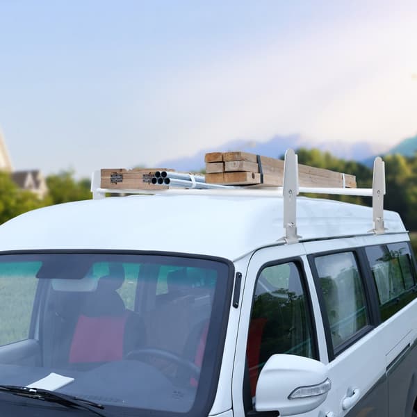 Pakettiauton kattotelineet, 2 baarin seosterästä, säädettävä 1200-2000 mm, 227 kg kapasiteetti, yhteensopiva Chevrolet Express ja GMC Savana.