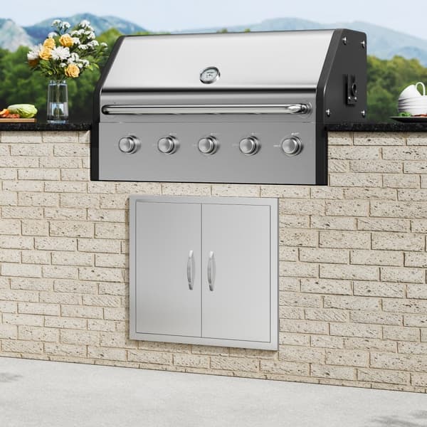 660x609 mm BBQ Ø-adgangsdør til udendørs køkken, rustfrit stål låge - holdbart og stilfuldt.