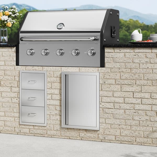 Grilliovi, 432x610 mm, ruostumatonta terästä, upotettu kahva, ulkokeittiöön ja grillausasemalle.