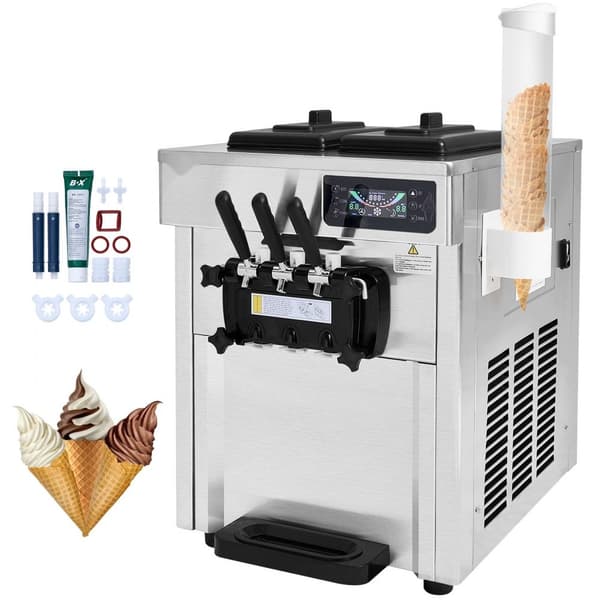 Kommmerciel Soft Serve Ismaskine 18-28 L/H med 3 smagsmuligheder. Perfekt til cafeer og isbarer.