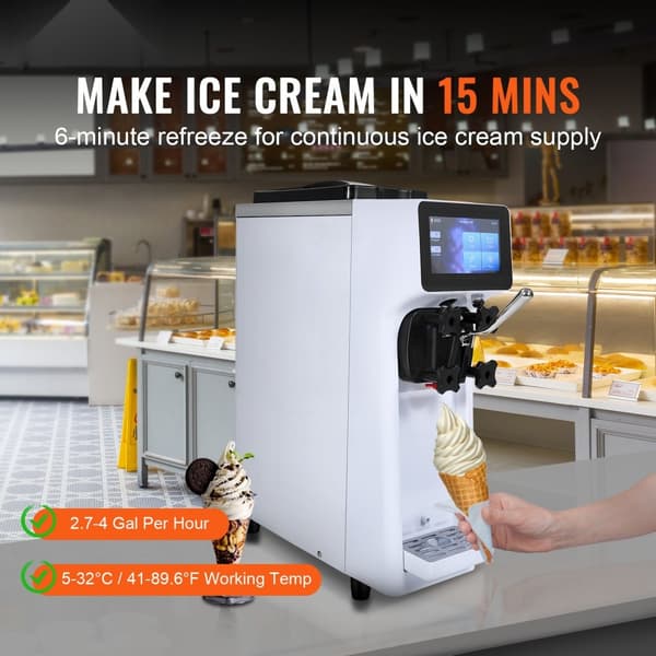 Soft Serve Ismaskine 10L/H kapacitet, Enkel Smag, Bordmodel - perfekt til dessertglæde!