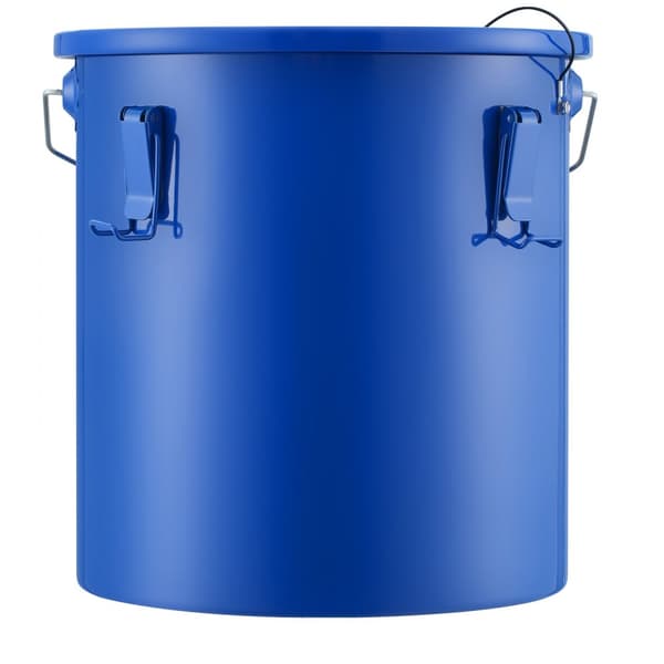 Frituregryde med oliecontainer, 6 gal. Affaldsspand i kulstofstål med rustbeskyttelse, låg og filterpose til varm olie. Blå.