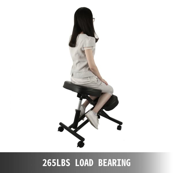 Ergonominen tuoli PVC, säädettävä pyörillä, 120 kg kapasiteetti, 53-71 cm korkeus, teräsrunko, kipua lievittävä.