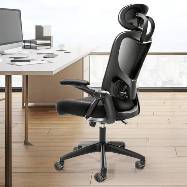 Kontorsstol med justerbart svankstöd, ergonomisk design, hög rygg, justerbart nackstöd, 2D-armstöd för hemmakontor.
