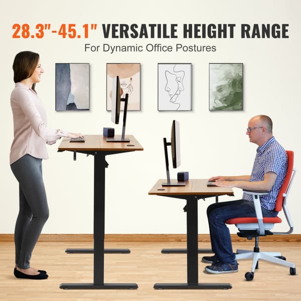 Höjdjusterbart skrivbord 55,1 x 27,6 tum, eldriven stående skrivbord, dubbel metallram, max. 180 LBS, för hem och kontor.