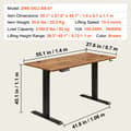 Miniatyrbild 7 av 9: Höjdjusterbart skrivbord 55,1 x 27,6 tum, eldriven stående skrivbord, dubbel metallram, max. 180 LBS, för hem och kontor.