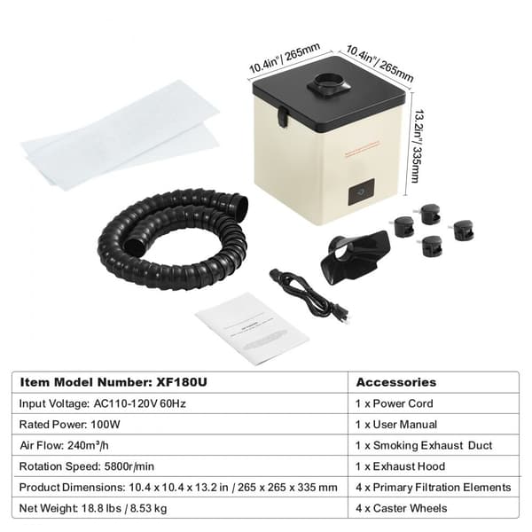 100W Loddedamp Røgsuger med 3-trins filtre, 240 m³/h - Effektiv sugekapacitet til bedre indsugning.