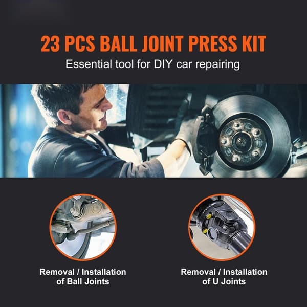 Kulledspresssats, 23 st verktyg, C-press kulled. Ta bort/installera verktyg för de flesta 2WD/4WD bilar, Heavy Duty.