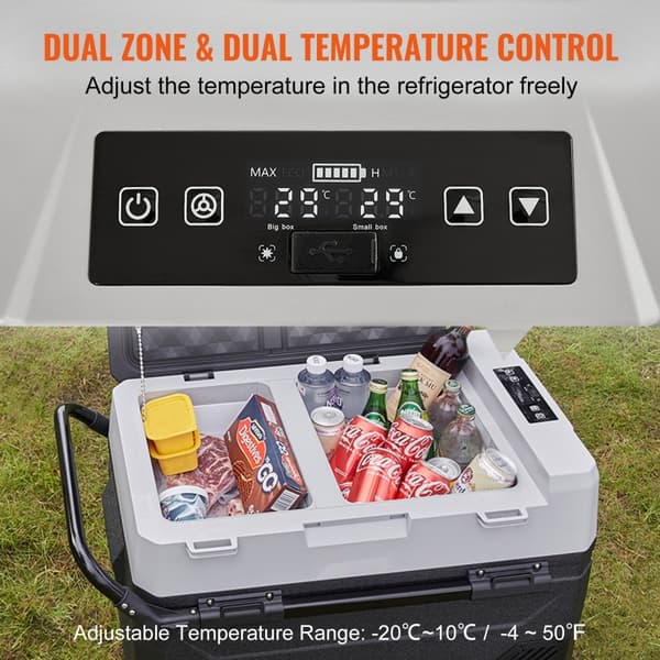 Kylbox Kompressor Bärbar Bil Kylskåp Frys 40Qt Dubbelzon för bil och camping.