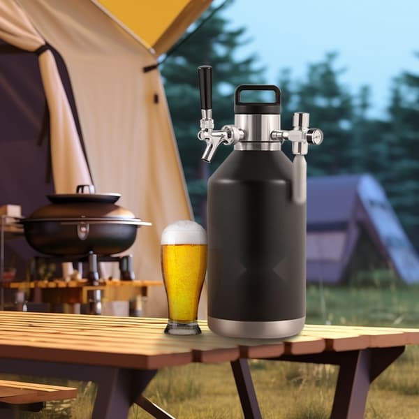Olut Growler -järjestelmä, 128Oz 4L tynnyri, ruostumaton teräs, paineolutmurskain, CO2-säätö, vuotamaton rengas.
