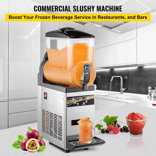 Kommersiell Slushy-maskin, 15 L, 500 W, 220 V, rostfritt stål, 52 x 21 x 80 cm, perfekt för slush!