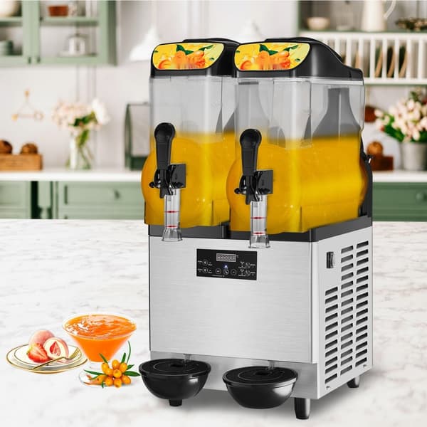 Slush Ice Maskine 2 x 12L - Double Bowl, 48 Kopper, 220V, 950W, Rustfrit Stål. Perfekt til Margarita og smoothies! Frosne drinks lavet nemt.