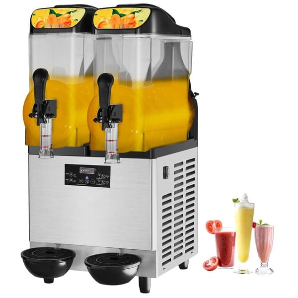 Slush Ice Maskine 2 x 12L - Double Bowl, 48 Kopper, 220V, 950W, Rustfrit Stål. Perfekt til Margarita og smoothies! Frosne drinks lavet nemt.