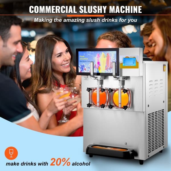 Slushmaskin 8L / 2,1 Gal dubbelskål kommersiell för slush, margarita, smoothie och frysta drycker.