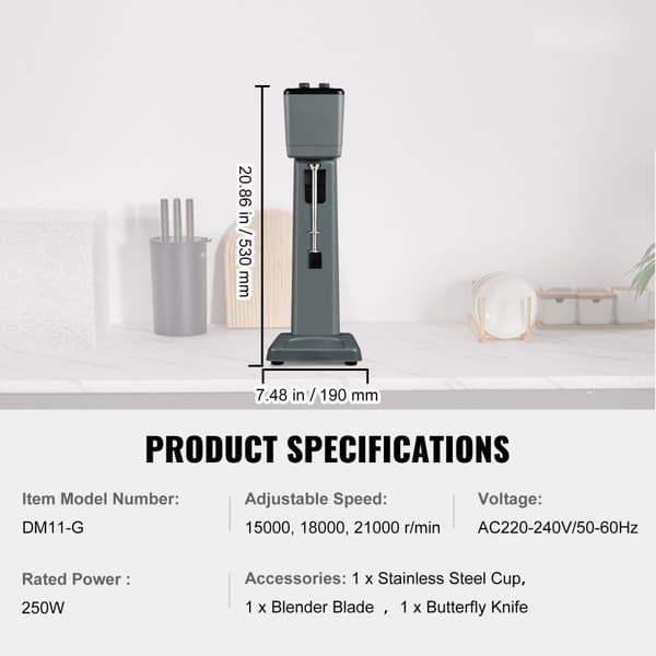 Milkshake Mixer 375W i Rustfrit Stål - Perfekt til Te og Drikkevarer!