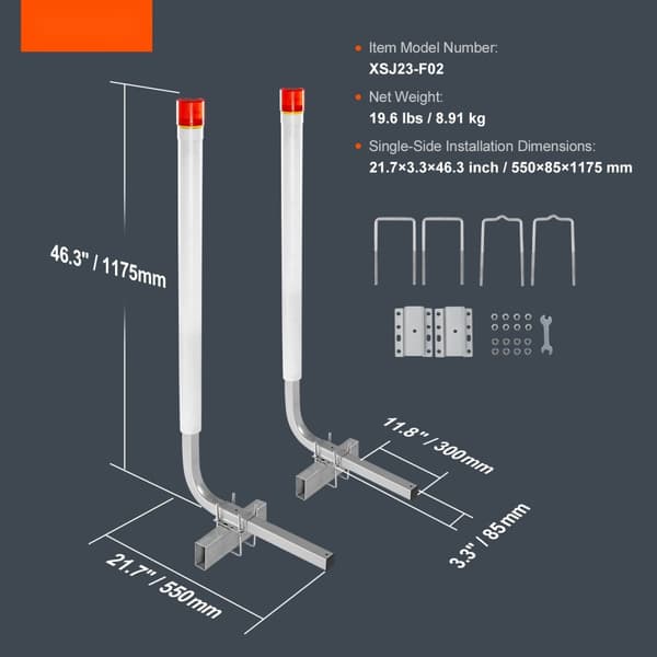 Veneen perävaunuopas, 1,17 m LED-valolla, 2 ruostekestävää opastetta ja PVC-putkiohjaimet. Sopii hiihto-, kalastus- ja purjeveneille.