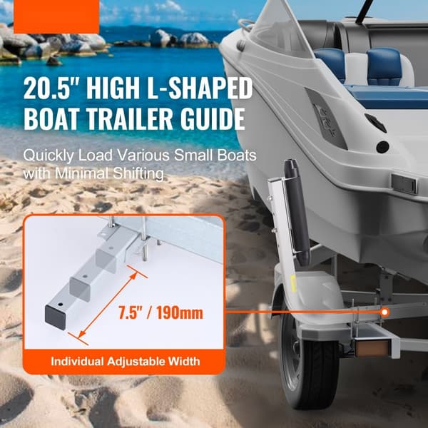 Bådtrailer Guide, 20,5” justerbare stænger, 2 stk. Rustfrit galvaniseret stål, Heavy Duty rulleguide til skibåde og fiskerbåde.